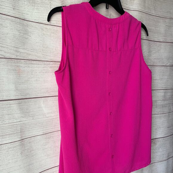 She & Sky Pink Sleeveless Blouse Partial Button Up Pocket Size Medium - Picture 16 of 16